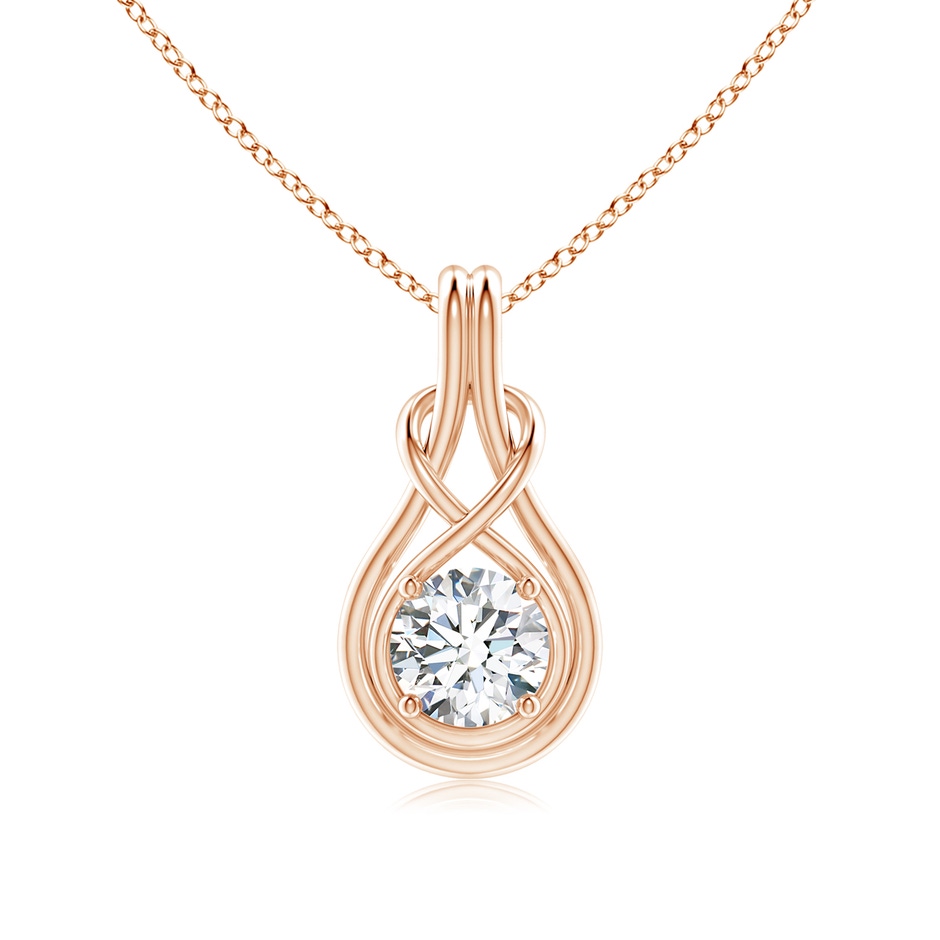 6.4mm FGVS Lab-Grown Round Diamond Solitaire Infinity Knot Pendant in Rose Gold 