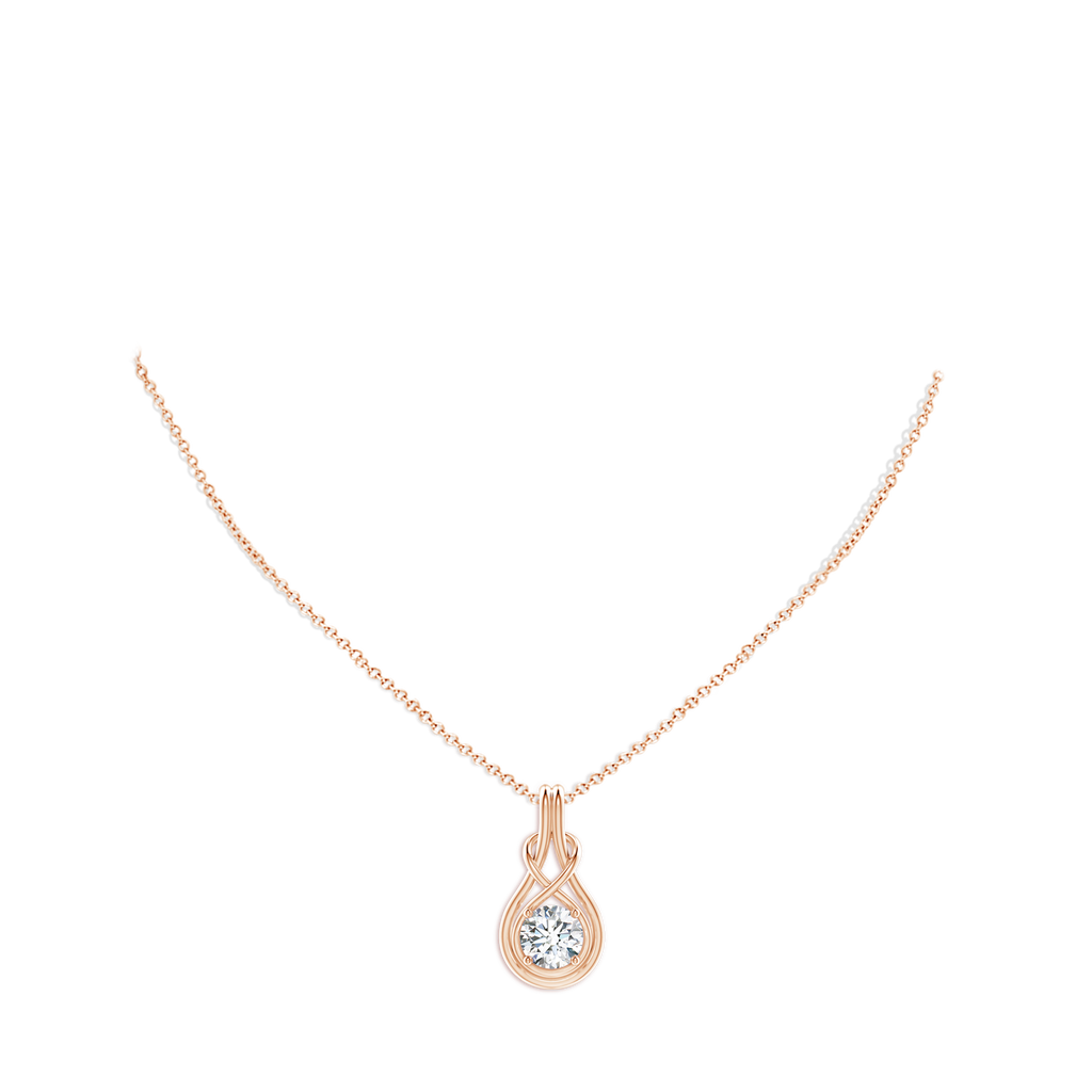 6.4mm FGVS Lab-Grown Round Diamond Solitaire Infinity Knot Pendant in Rose Gold pen