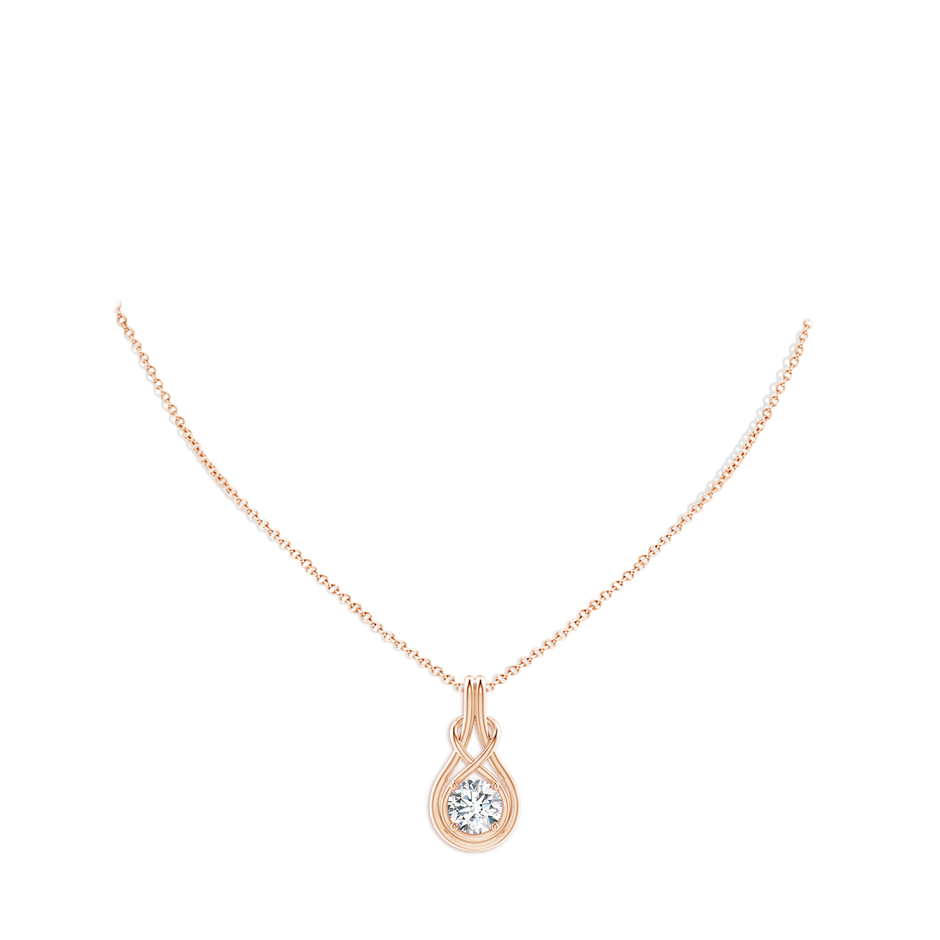 6.4mm FGVS Lab-Grown Round Diamond Solitaire Infinity Knot Pendant in Rose Gold pen