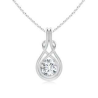 6.4mm FGVS Lab-Grown Round Diamond Solitaire Infinity Knot Pendant in White Gold