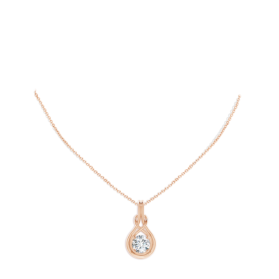 8.1mm FGVS Lab-Grown Round Diamond Solitaire Infinity Knot Pendant in Rose Gold pen