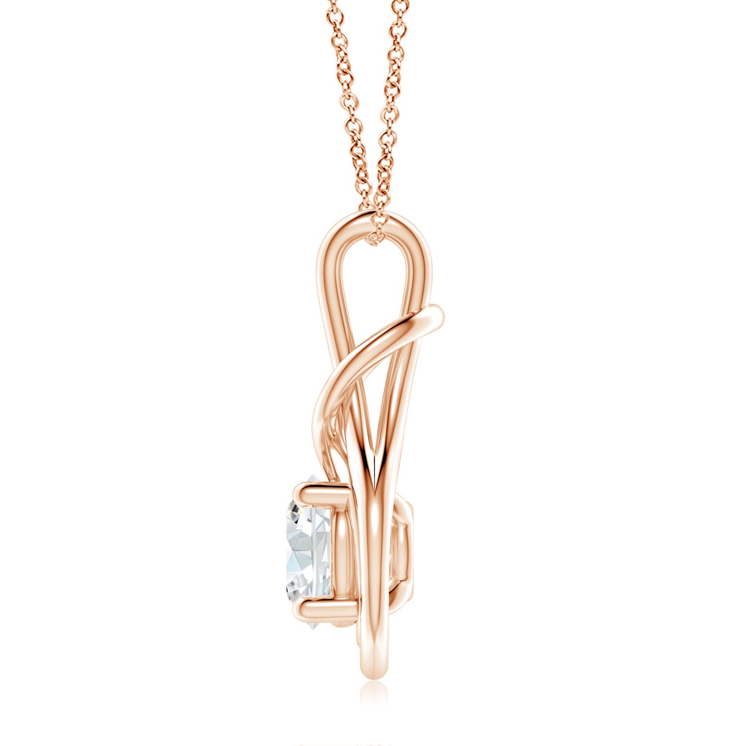 9.2mm FGVS Lab-Grown Round Diamond Solitaire Infinity Knot Pendant in Rose Gold