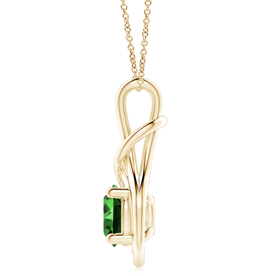 10mm Labgrown Lab-Grown Round Emerald Solitaire Infinity Knot Pendant in 18K Yellow Gold side 199