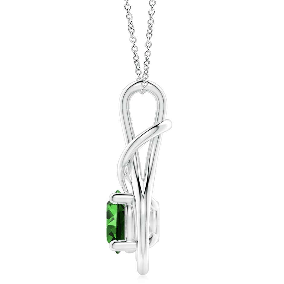 10mm Labgrown Lab-Grown Round Emerald Solitaire Infinity Knot Pendant in P950 Platinum side 199