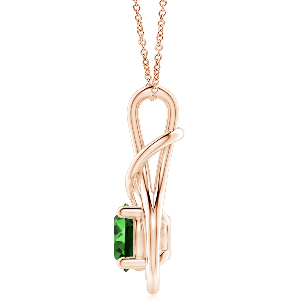 10mm Labgrown Lab-Grown Round Emerald Solitaire Infinity Knot Pendant in Rose Gold - side 199