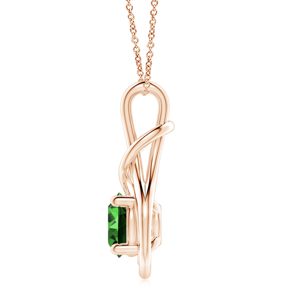 10mm Labgrown Lab-Grown Round Emerald Solitaire Infinity Knot Pendant in Rose Gold side 199