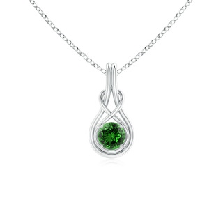 5mm Labgrown Lab-Grown Round Emerald Solitaire Infinity Knot Pendant in P950 Platinum