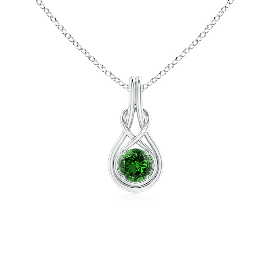 5mm Labgrown Lab-Grown Round Emerald Solitaire Infinity Knot Pendant in P950 Platinum 