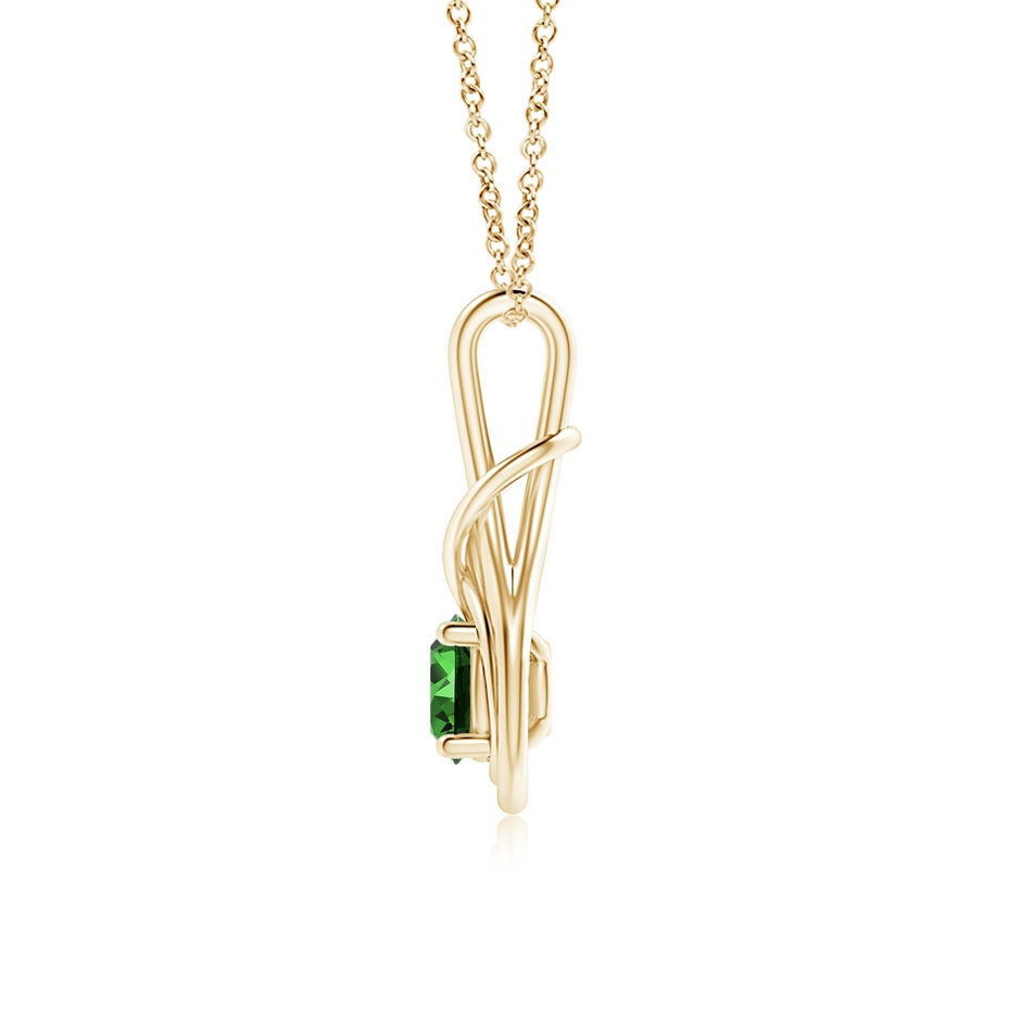 6mm Labgrown Lab-Grown Round Emerald Solitaire Infinity Knot Pendant in Yellow Gold side 199