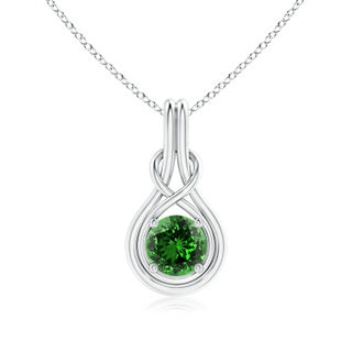 7mm Labgrown Lab-Grown Round Emerald Solitaire Infinity Knot Pendant in P950 Platinum