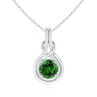 8mm Labgrown Lab-Grown Round Emerald Solitaire Infinity Knot Pendant in 18K White Gold