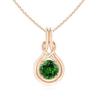 8mm Labgrown Lab-Grown Round Emerald Solitaire Infinity Knot Pendant in 9K Rose Gold