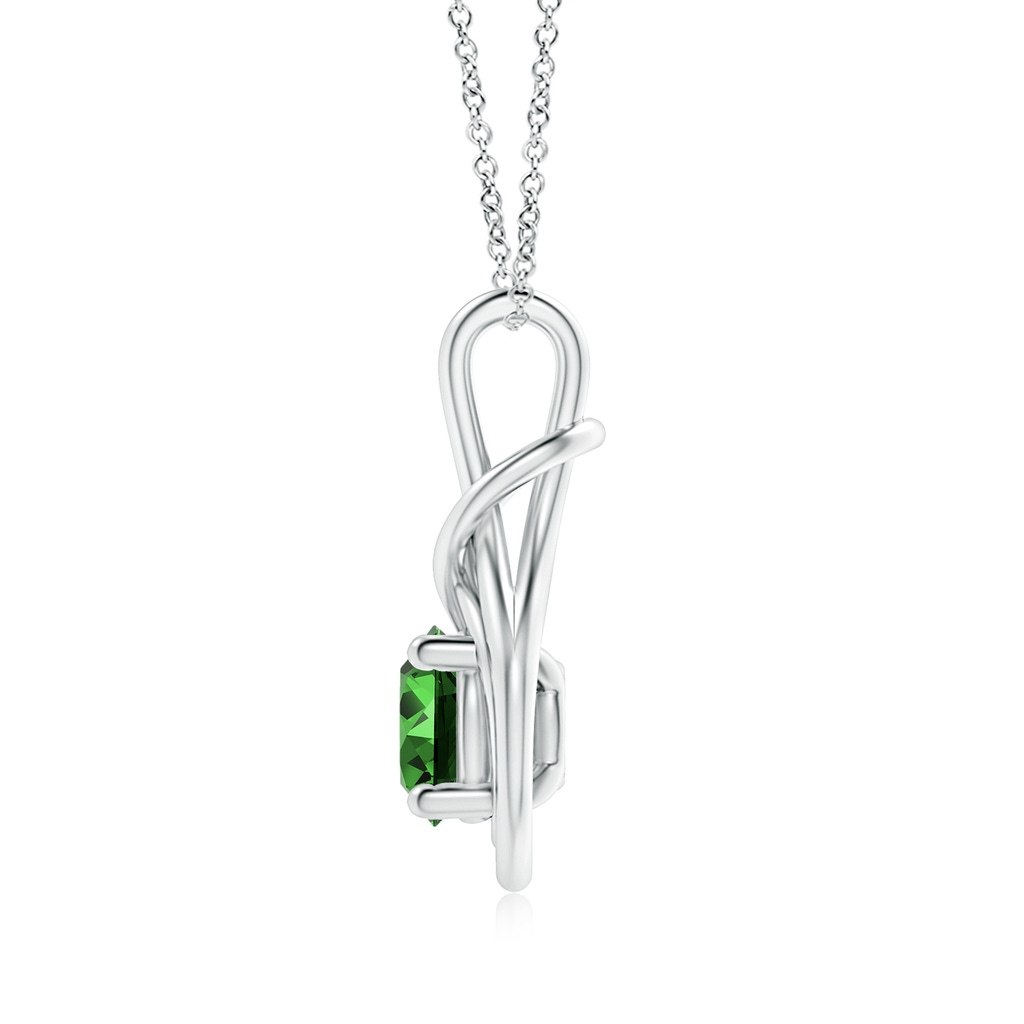 8mm Labgrown Lab-Grown Round Emerald Solitaire Infinity Knot Pendant in White Gold - side 199