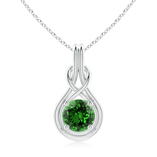 9mm Labgrown Lab-Grown Round Emerald Solitaire Infinity Knot Pendant in P950 Platinum