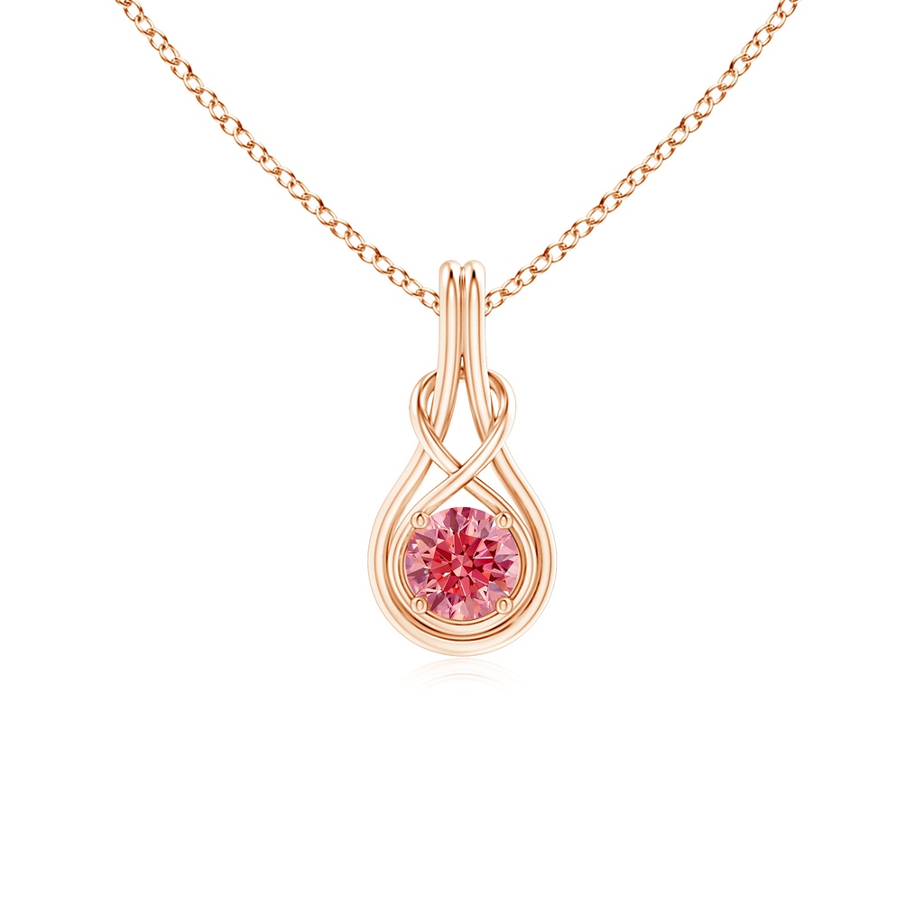 5.1mm Labgrown Round Lab-Grown Fancy Intense Pink Diamond Solitaire Infinity Knot Pendant in Rose Gold