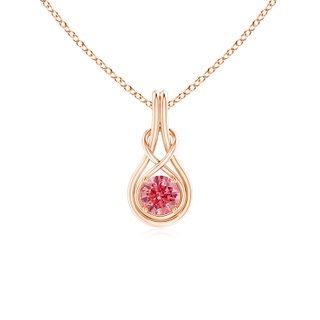 5.1mm Labgrown Round Lab-Grown Fancy Intense Pink Diamond Solitaire Infinity Knot Pendant in Rose Gold