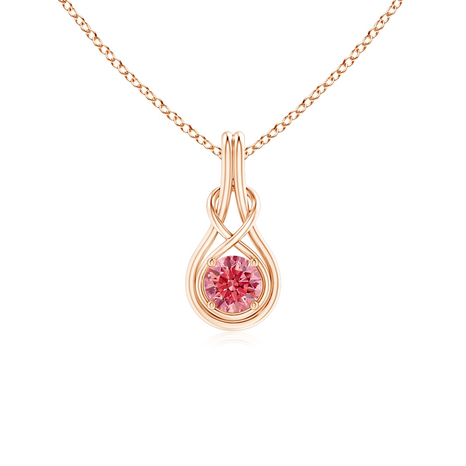5.1mm Labgrown Round Lab-Grown Fancy Intense Pink Diamond Solitaire Infinity Knot Pendant in Rose Gold 