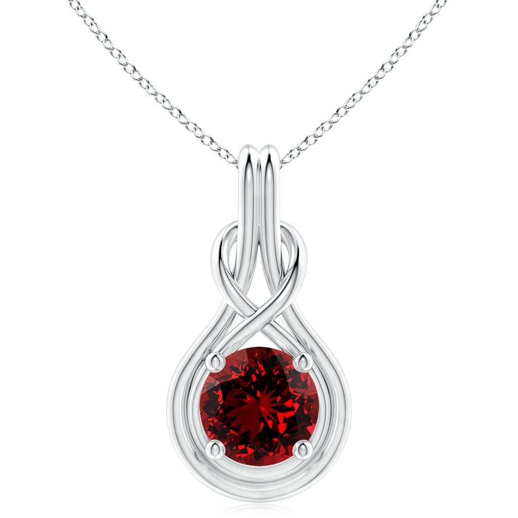 10mm Labgrown Lab-Grown Round Ruby Solitaire Infinity Knot Pendant in P950 Platinum