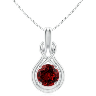 10mm Labgrown Lab-Grown Round Ruby Solitaire Infinity Knot Pendant in P950 Platinum