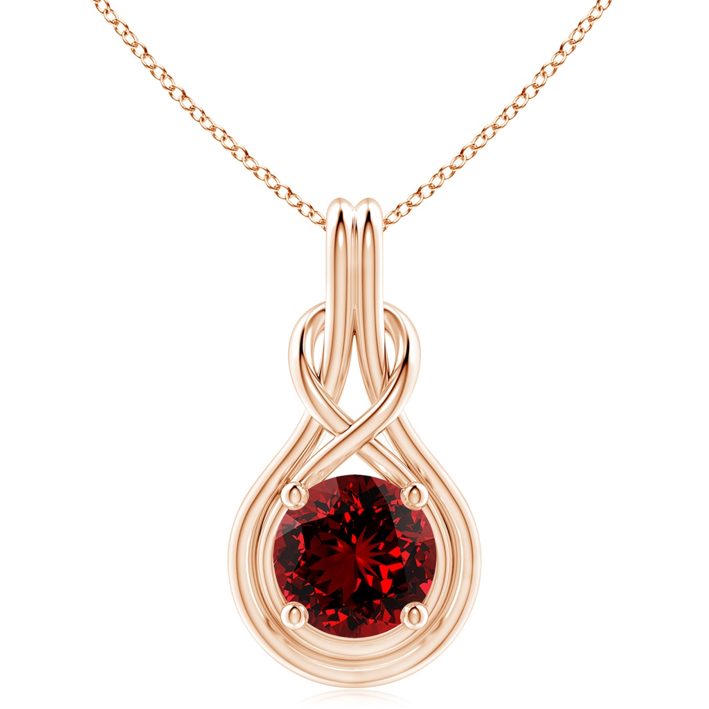 10mm Labgrown Lab-Grown Round Ruby Solitaire Infinity Knot Pendant in Rose Gold
