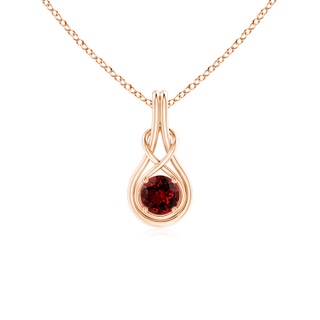 5mm Labgrown Lab-Grown Round Ruby Solitaire Infinity Knot Pendant in 9K Rose Gold