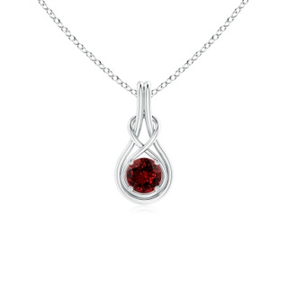5mm Labgrown Lab-Grown Round Ruby Solitaire Infinity Knot Pendant in P950 Platinum