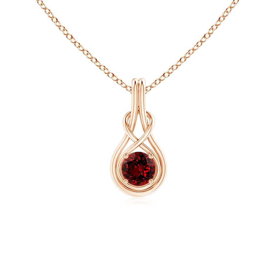 5mm Labgrown Lab-Grown Round Ruby Solitaire Infinity Knot Pendant in Rose Gold 