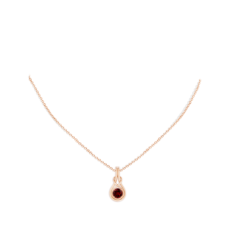 5mm Labgrown Lab-Grown Round Ruby Solitaire Infinity Knot Pendant in Rose Gold pen