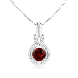 7mm Labgrown Lab-Grown Round Ruby Solitaire Infinity Knot Pendant in P950 Platinum