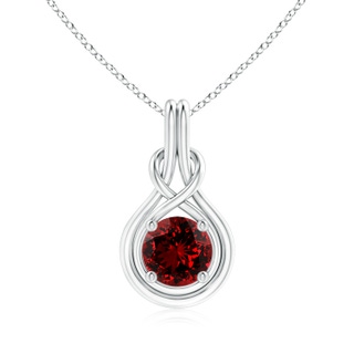 8mm Labgrown Lab-Grown Round Ruby Solitaire Infinity Knot Pendant in P950 Platinum