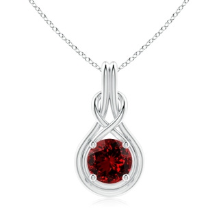 9mm Labgrown Lab-Grown Round Ruby Solitaire Infinity Knot Pendant in P950 Platinum