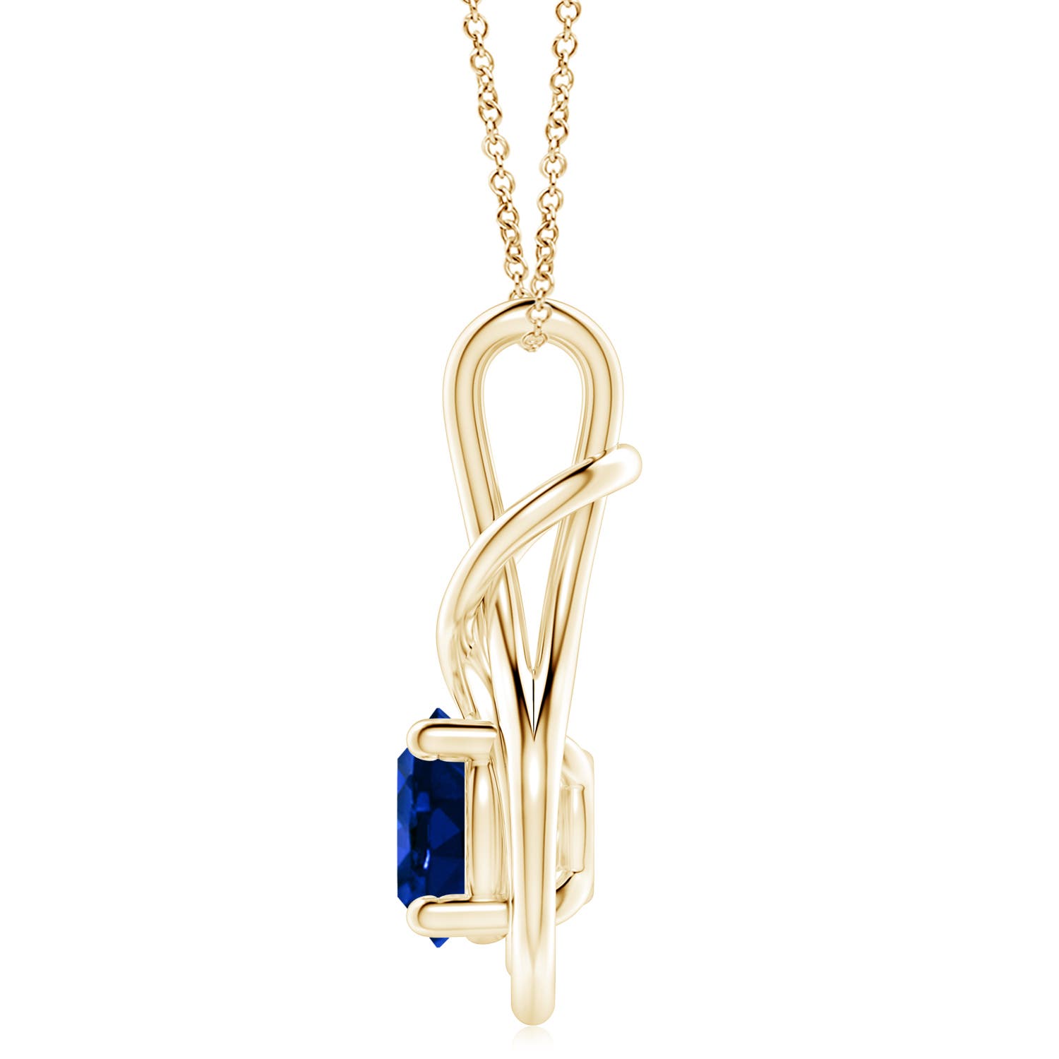 10mm Labgrown Lab-Grown Round Sapphire Solitaire Infinity Knot Pendant in 18K Yellow Gold