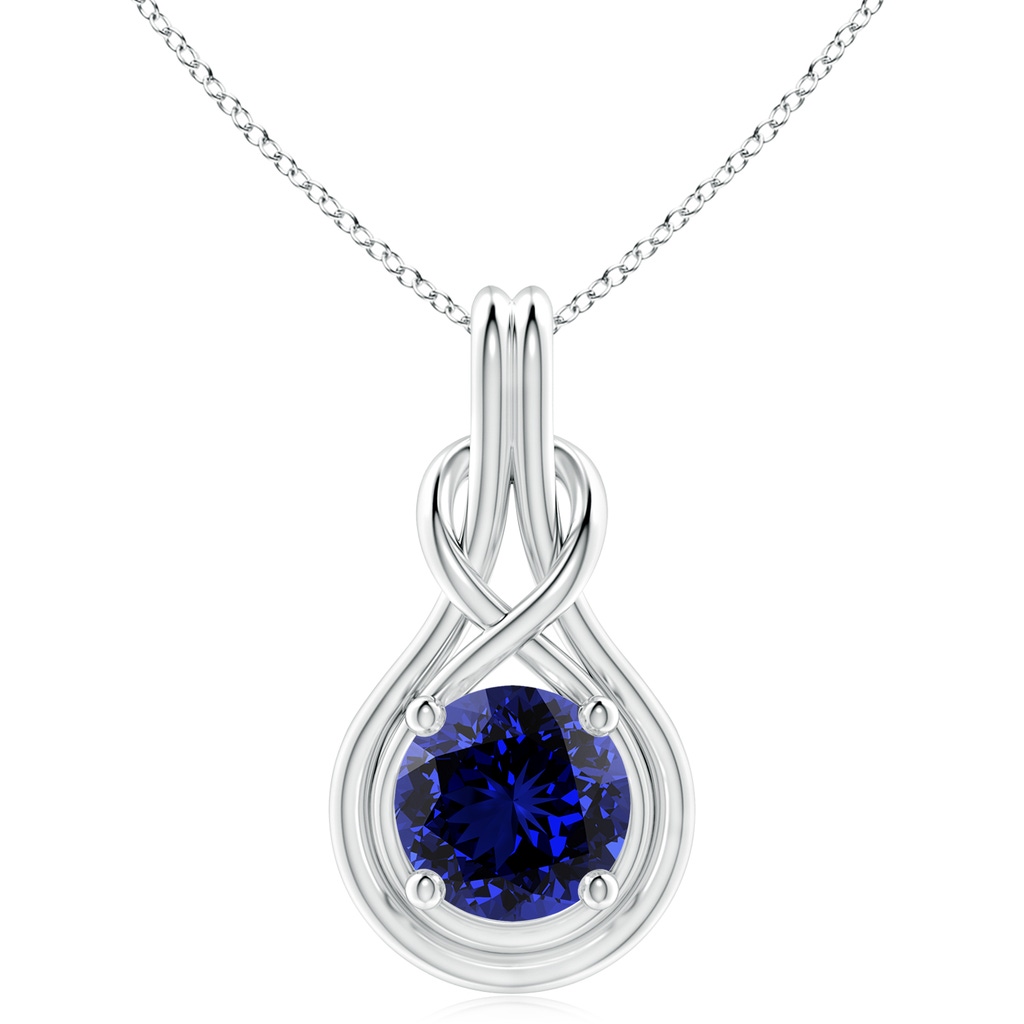 10mm Labgrown Lab-Grown Round Sapphire Solitaire Infinity Knot Pendant in P950 Platinum