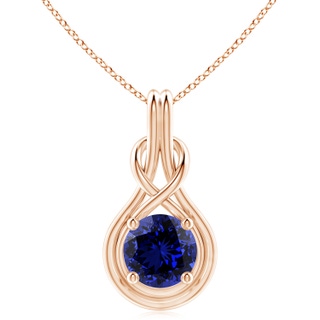 10mm Labgrown Lab-Grown Round Sapphire Solitaire Infinity Knot Pendant in Rose Gold