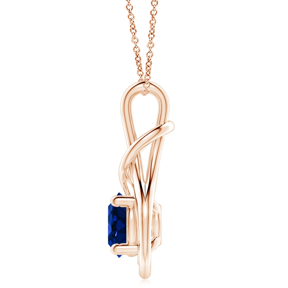 10mm Labgrown Lab-Grown Round Sapphire Solitaire Infinity Knot Pendant in Rose Gold side 199