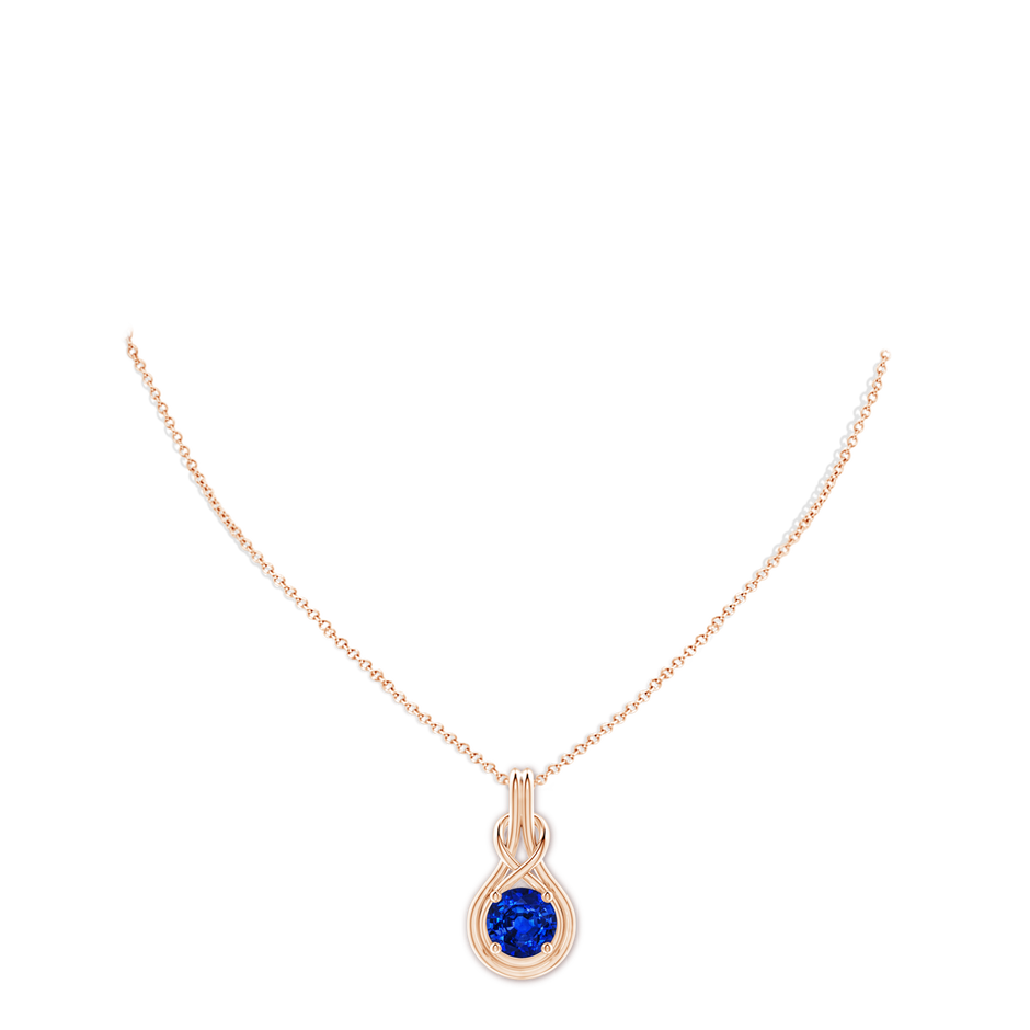 10mm Labgrown Lab-Grown Round Sapphire Solitaire Infinity Knot Pendant in Rose Gold pen