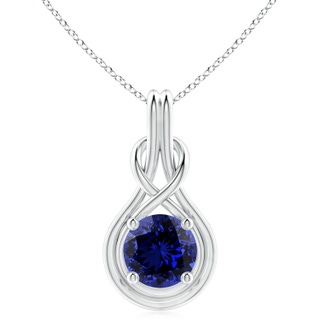 10mm Labgrown Lab-Grown Round Sapphire Solitaire Infinity Knot Pendant in White Gold