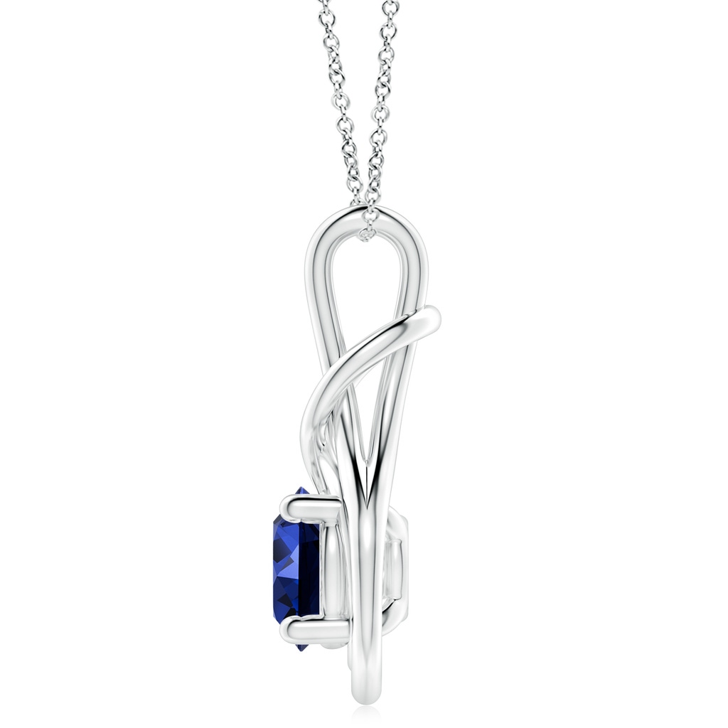 10mm Labgrown Lab-Grown Round Sapphire Solitaire Infinity Knot Pendant in White Gold Side 199