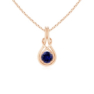 5mm Labgrown Lab-Grown Round Sapphire Solitaire Infinity Knot Pendant in 9K Rose Gold