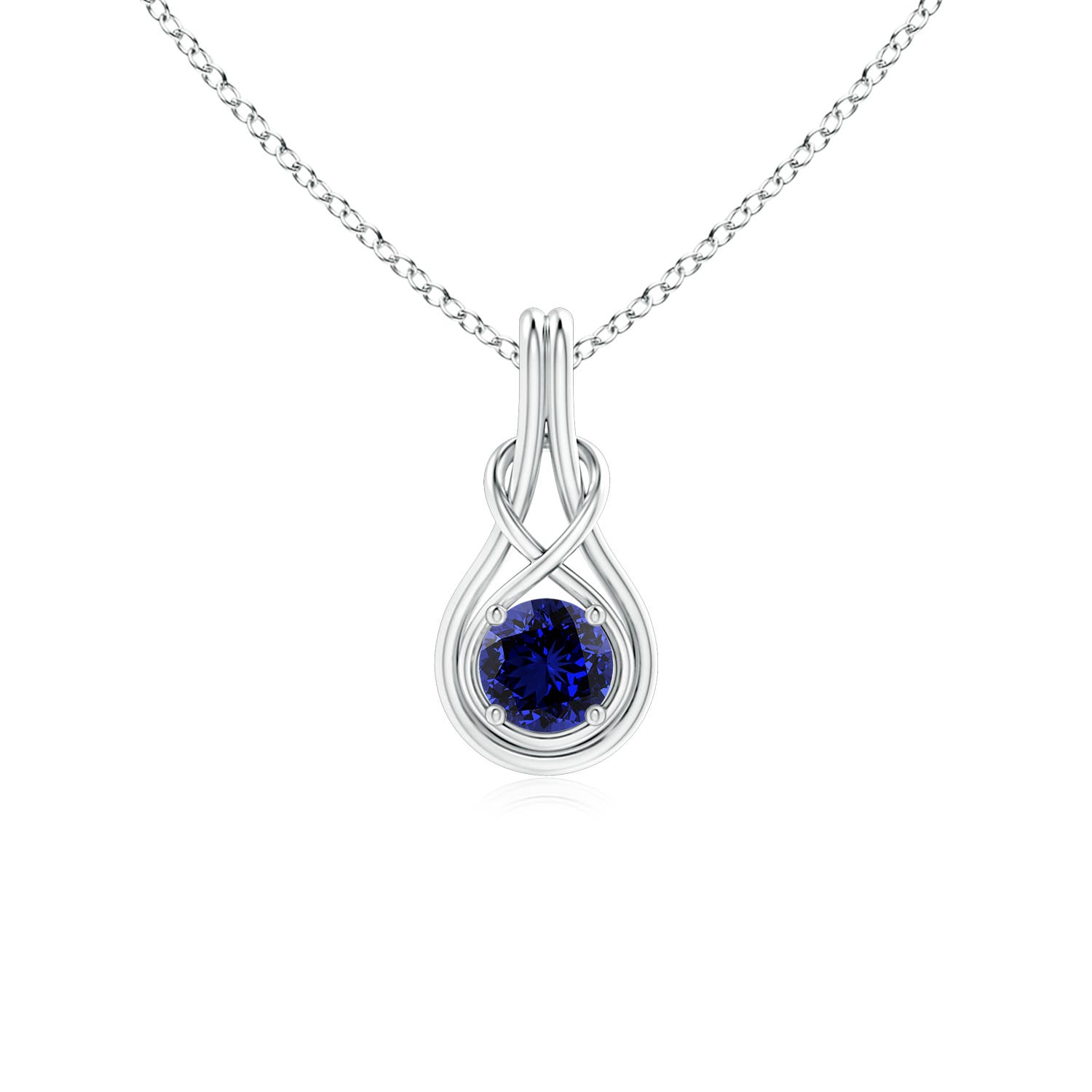 Premium - Lab-Grown Blue Sapphire / 0.6 CT / 14 KT White Gold