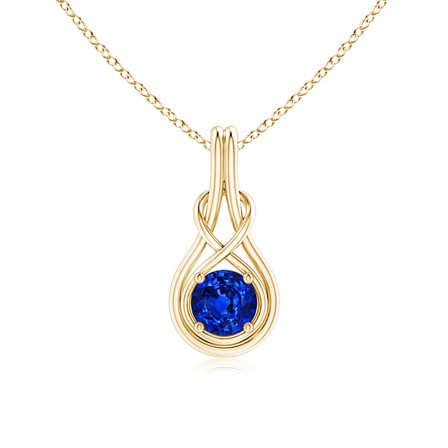 6mm Labgrown Lab-Grown Round Sapphire Solitaire Infinity Knot Pendant in 18K Yellow Gold