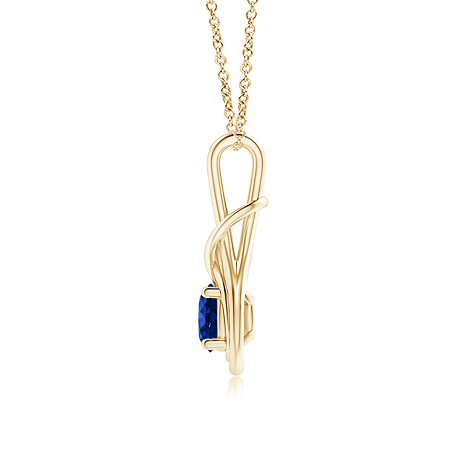 6mm Labgrown Lab-Grown Round Sapphire Solitaire Infinity Knot Pendant in 18K Yellow Gold