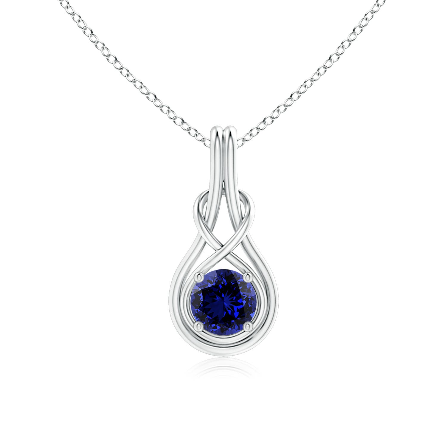 Premium - Lab-Grown Blue Sapphire / 1 CT / 14 KT White Gold