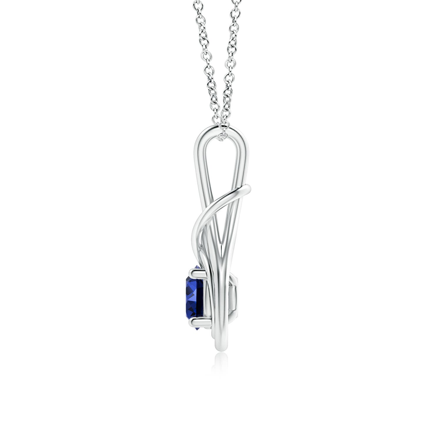 Premium - Lab-Grown Blue Sapphire / 1 CT / 14 KT White Gold