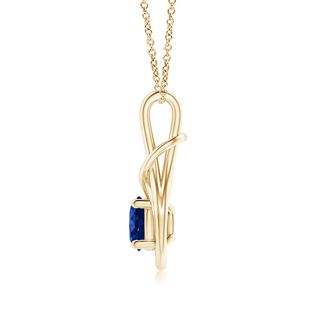 7mm Labgrown Lab-Grown Round Sapphire Solitaire Infinity Knot Pendant in Yellow Gold - side 199