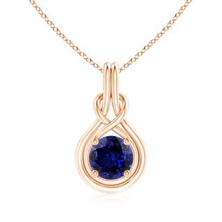 8mm Labgrown Lab-Grown Round Sapphire Solitaire Infinity Knot Pendant in 9K Rose Gold