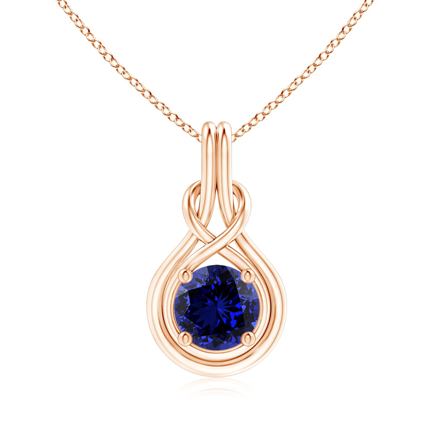 Premium - Lab-Grown Blue Sapphire / 2.2 CT / 14 KT Rose Gold