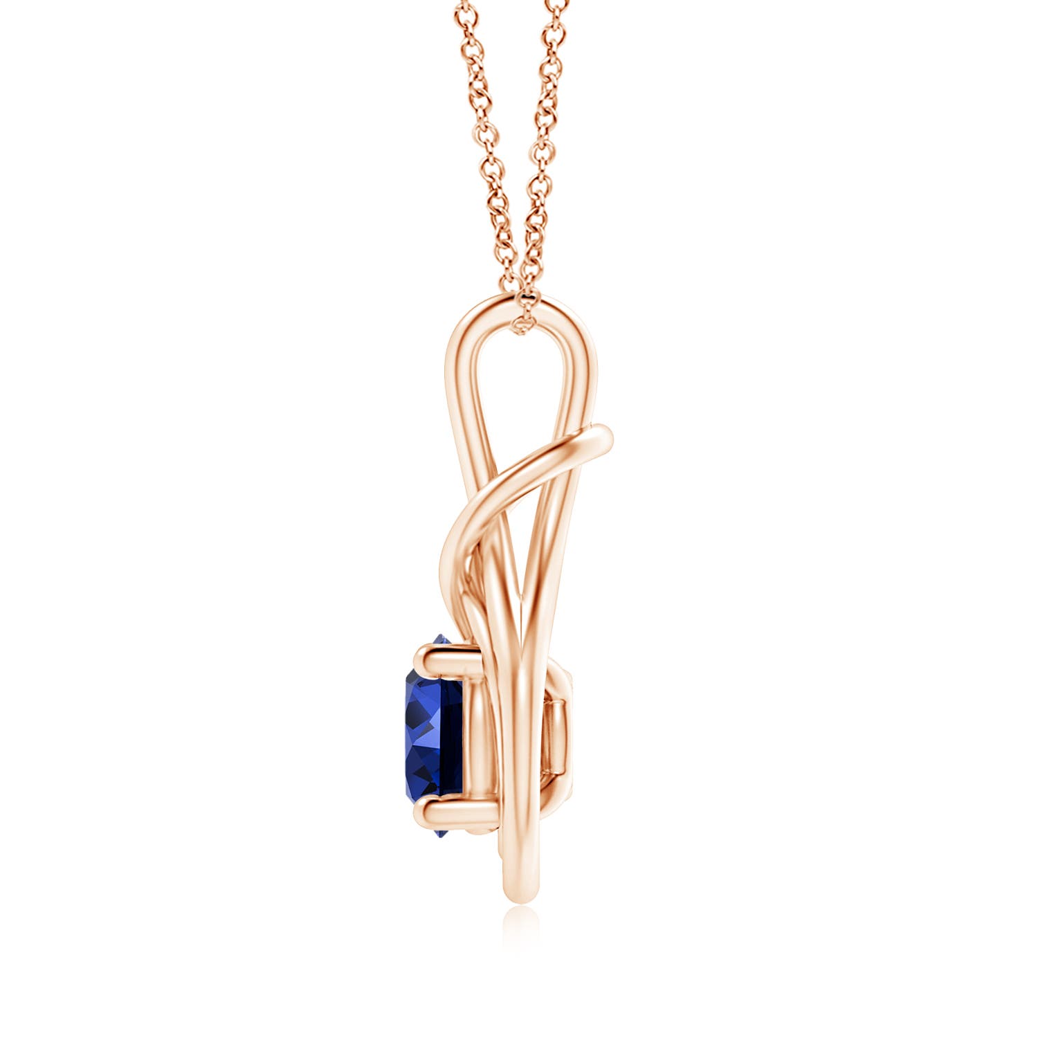 Premium - Lab-Grown Blue Sapphire / 2.2 CT / 14 KT Rose Gold