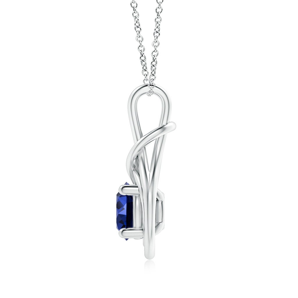 8mm Labgrown Lab-Grown Round Sapphire Solitaire Infinity Knot Pendant in White Gold Side 199