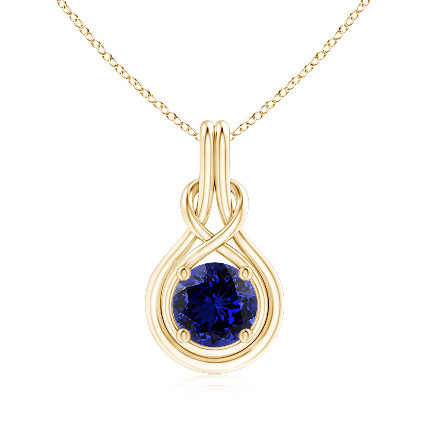 Premium - Lab-Grown Blue Sapphire / 2.2 CT / 14 KT Yellow Gold